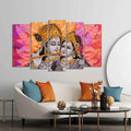 VIBECRAFTS Colorful Wall Painting of Radha Krishna Set of Five For Home|Office|Living Room|Gift (PTVC5Pcs2_6551)