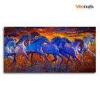 VIBECRAFTS Canvas Paintings for Living Room Drawing Room Seven Horses Running Canvas Wall Painting Fitted With Wooden Frame for Home | Office | Gift (PTVCH_2441N)