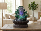 Kridaykraft Decorative Buddha Face Water Fountain for Home Decor, Indoor Tabletop Zen Fountain with LED Light, Relaxing Fountain for Living Room, Office Desk, Meditation, 24 cm