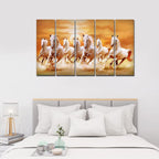 VIBECRAFTS White Running Horses 5 Pieces Canvas Wall Painting For Home | Office | Living Room | Gift (PTVC5Pcs4_8507)