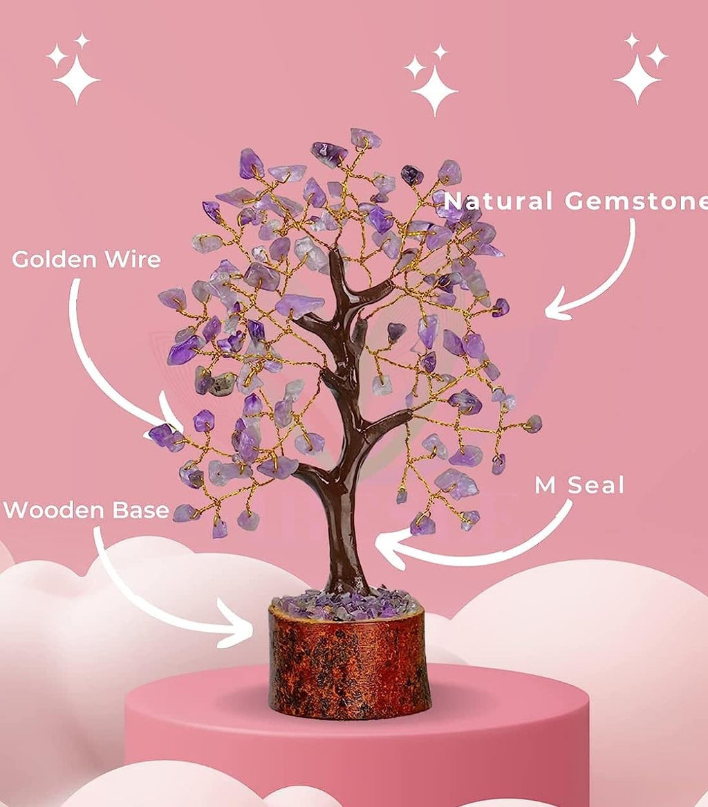 DVISHA Amethyst Feng Shui Money Tree Healing Crystals - Chakra Tree of Life - Amethyst Crystal Tree - Gemstone Tree Crystal Decor - Spiritual Gifts - Crystal Gift