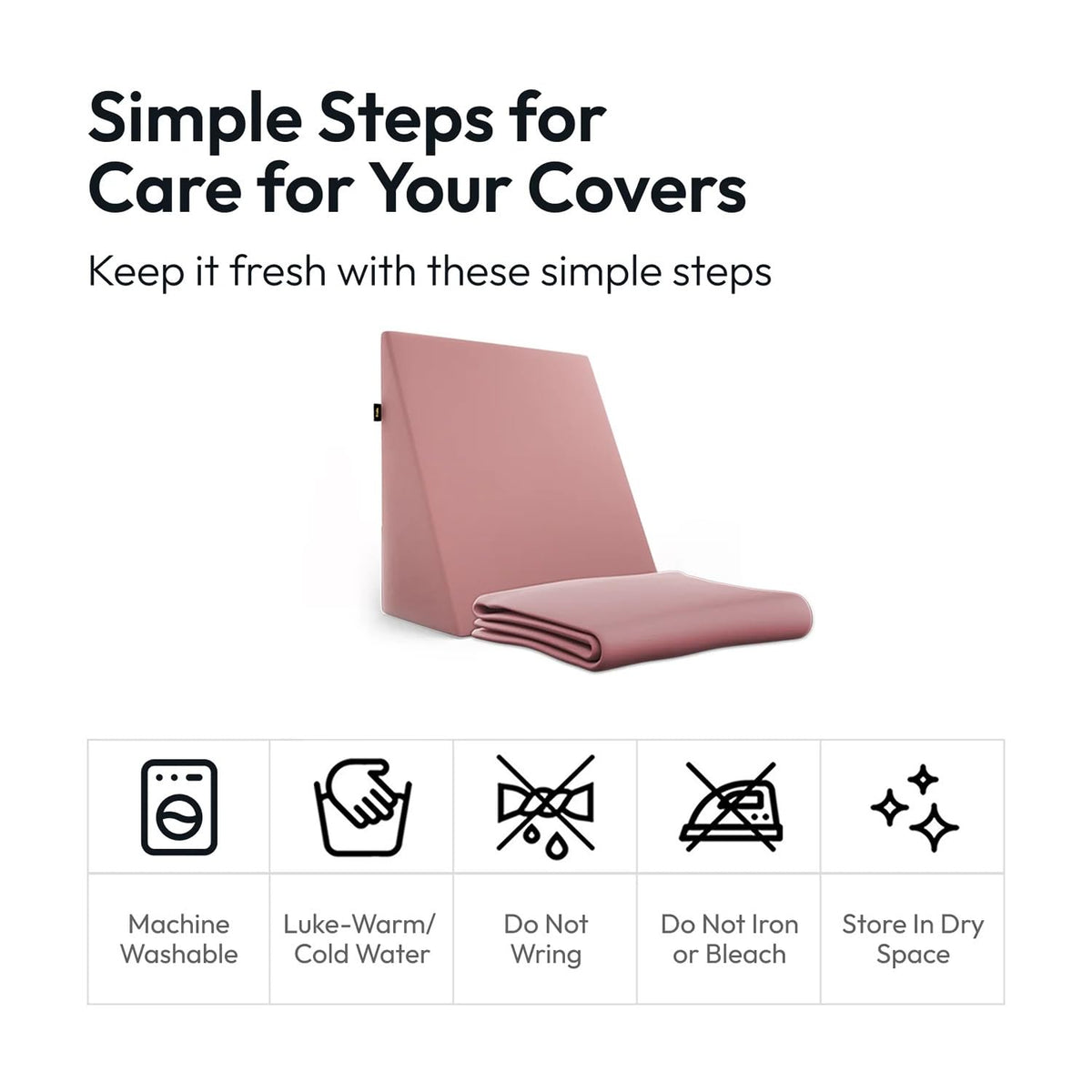 Frido Wedge Plus Cushion Cover | Ultrasoft, Breathable & Cool Pillow Cover | Aesthetic Pillow Cover for Home | Durable & Machine Washable | Blush Pink