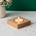 PrettyKrafts Square Wooden T-Light Holder | Single Tealight Candle Holder | 4x4 Inch | 15mm Thick MDF | Brown Wooden Table Décor for Home, Living Room, Pooja, Office Christmas & Festive Decoration