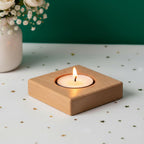 PrettyKrafts Square Wooden T-Light Holder | Single Tealight Candle Holder | 4x4 Inch | 15mm Thick MDF | Brown Wooden Table Décor for Home, Living Room, Pooja, Office Christmas & Festive Decoration