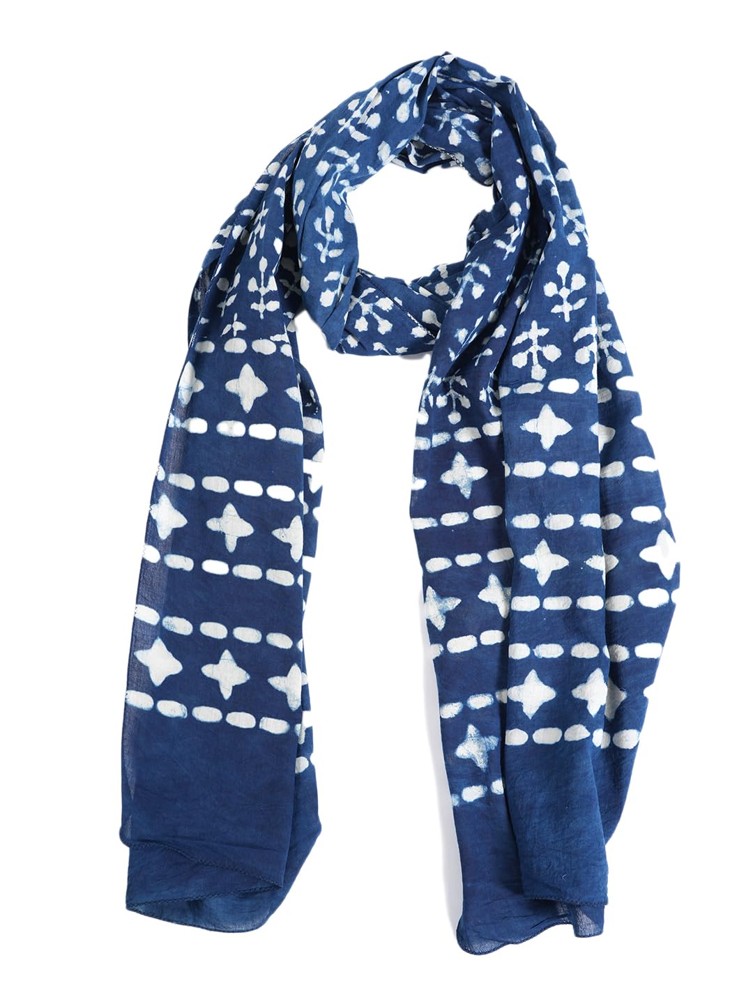 Gutthi Women's Cotton Stoles | Scarf Lightweight & Comfortable for All Seasons, Size (100X180 CM) (Blue)