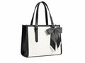 Pavilonn Women Handbag PU Leather Tote Purse Stylish Shoulder Office Bag Black Structured Croco Pattern Ladies Fashion Shopping Handbag Daily Use College Gift (BLACK AND WHITE)