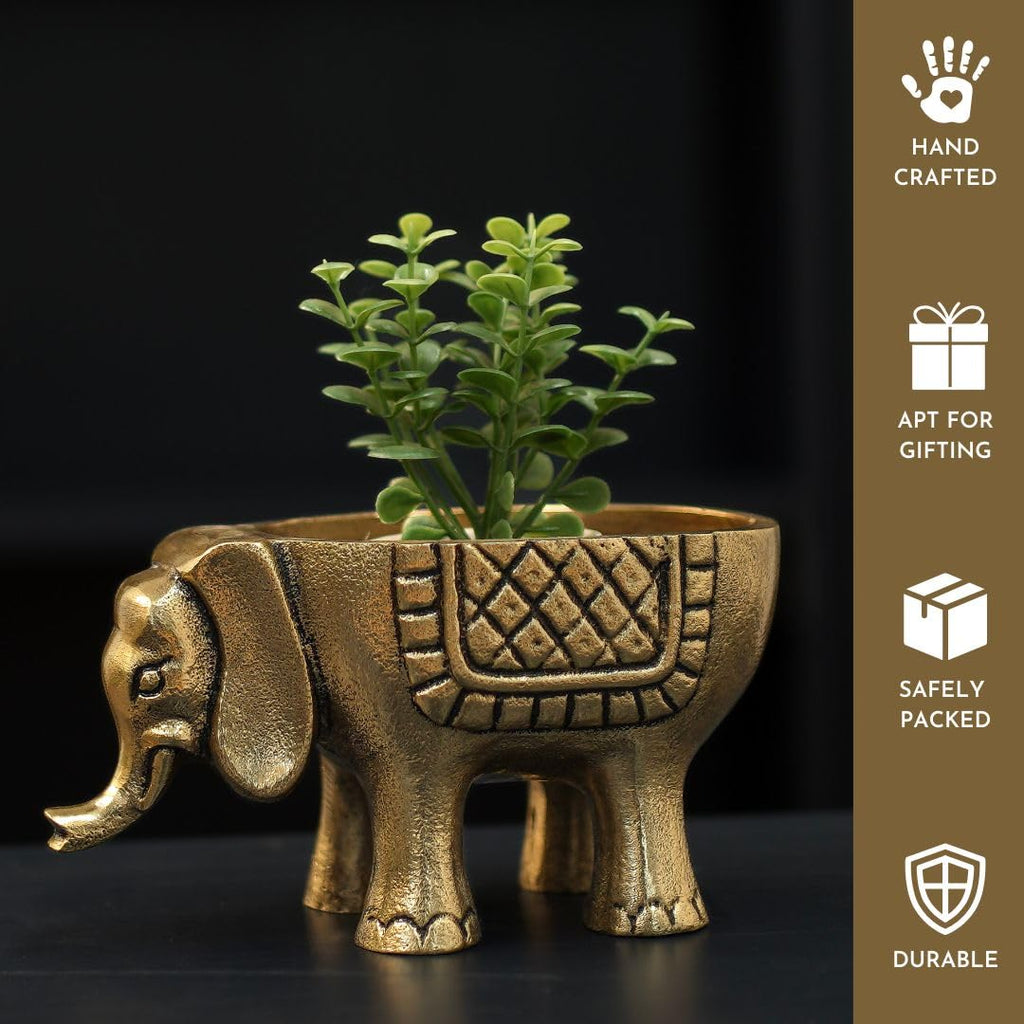 BEHOMA Metal Elephant for Good Luck, Golden - Set of 2
