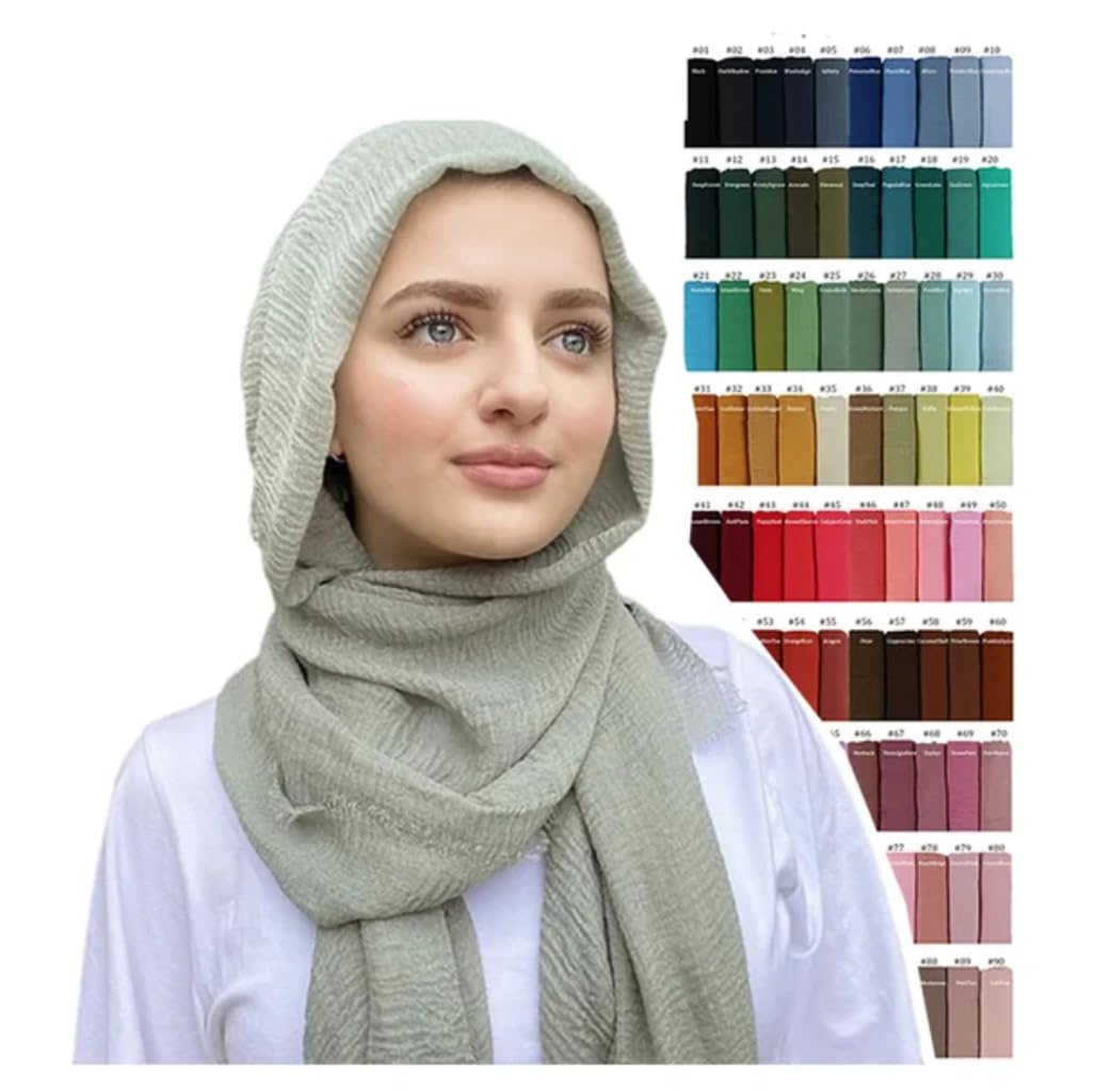 IBA ISBA COLLECTIONS Women's Crinkle Cotton Scarf, Stoles, Hijab (80 x 190 Cms) (Sand)