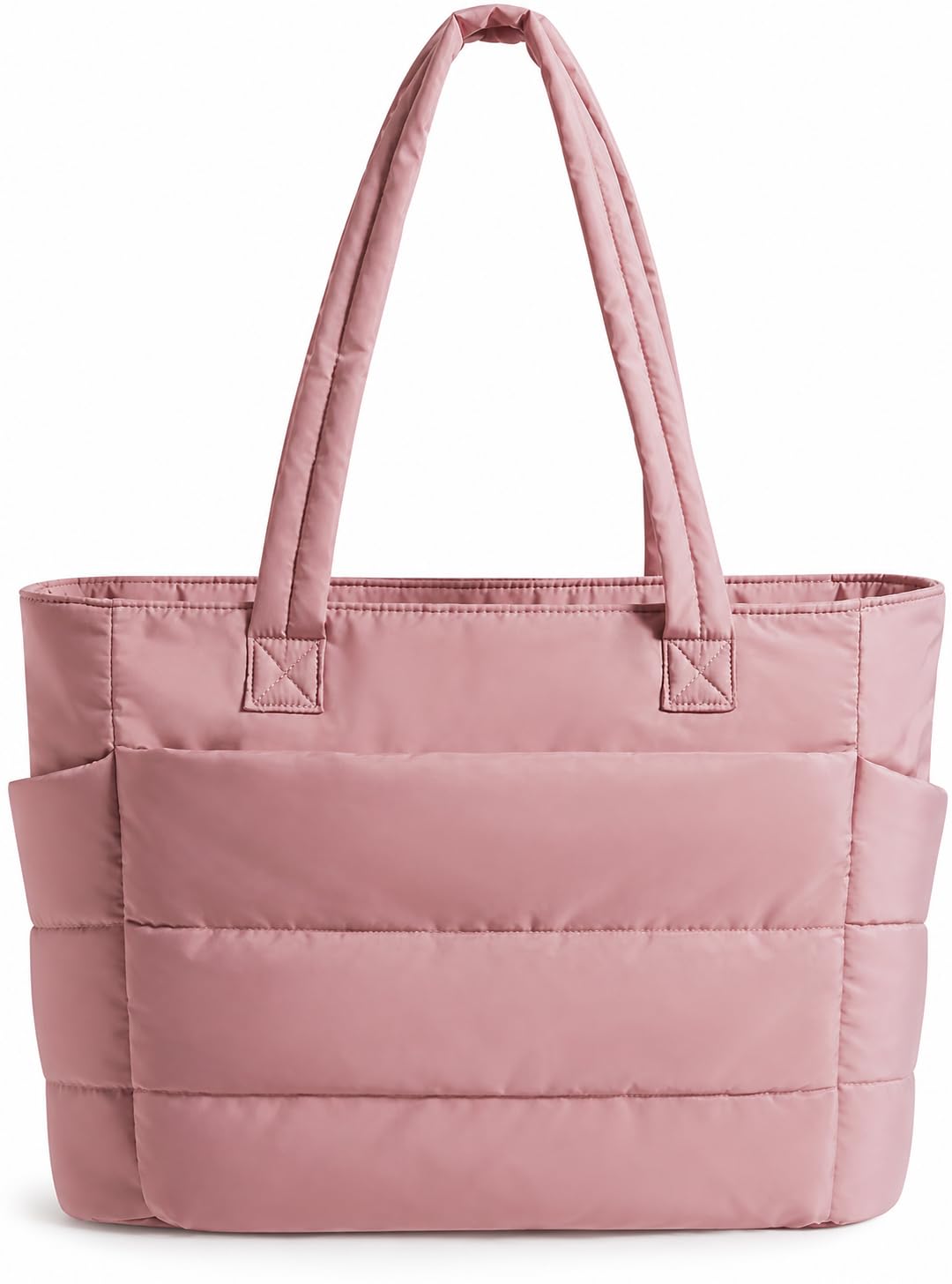 Tressential Puffer Tote Bag for Women, Lightweight, 20L Capacity with 15.6 inch Laptop Compartment, Side Pockets, Office, College and Travel (Pink)