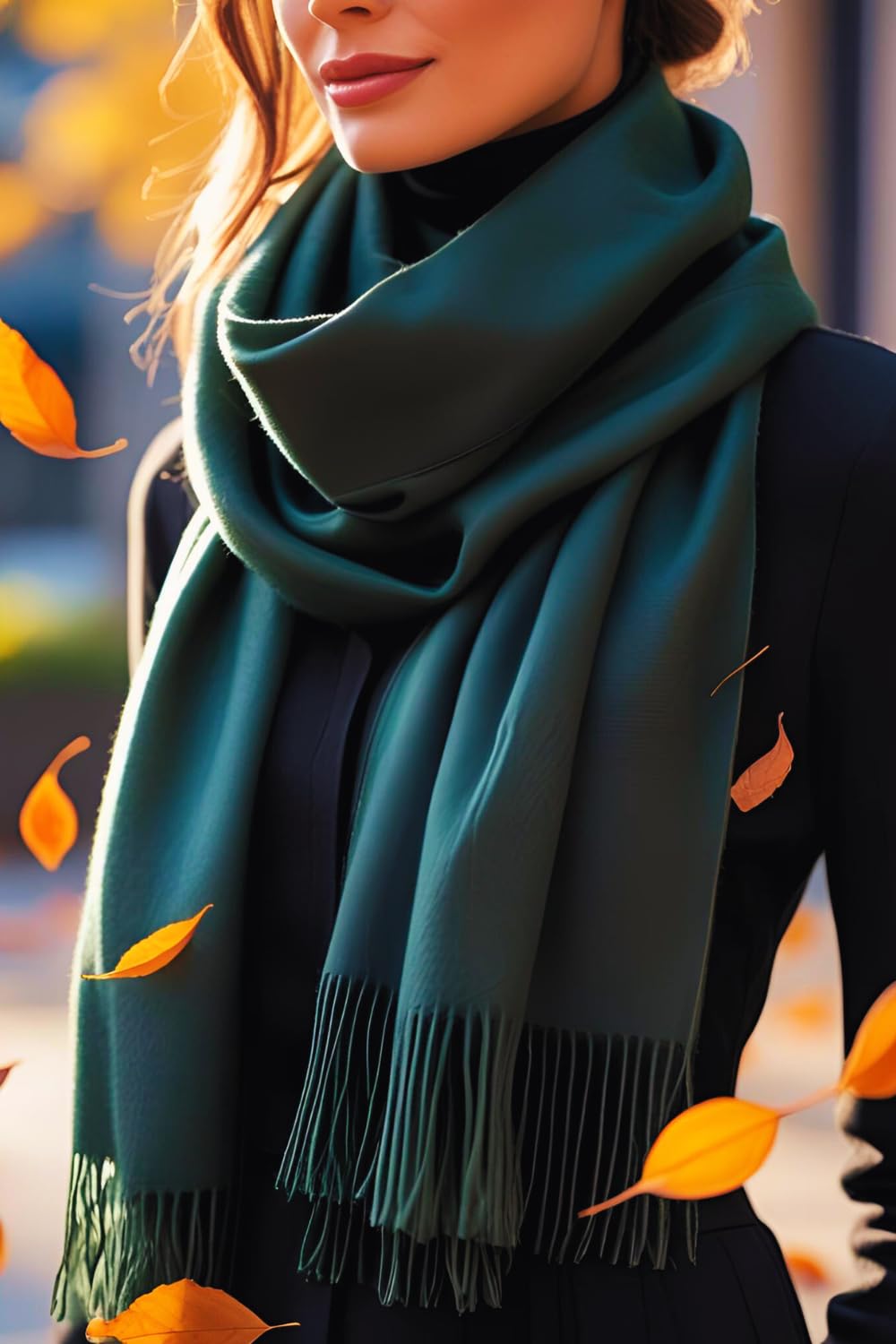 FM Trends Stylish Plain Scarf for Women & Girls | Solid Color Stole, Dupatta, Shawl | Elegant Ladies Accessory (Dark Green, 1.8 meters)