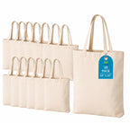 VORNIC 14x16 Inch Plain Canvas Tote Bag | 10 Pcs | 100% Organic Reusable 250 GSM Cotton Handbag for Shopping, Daily Use, Grocery, Craft Diy Painting and Storage