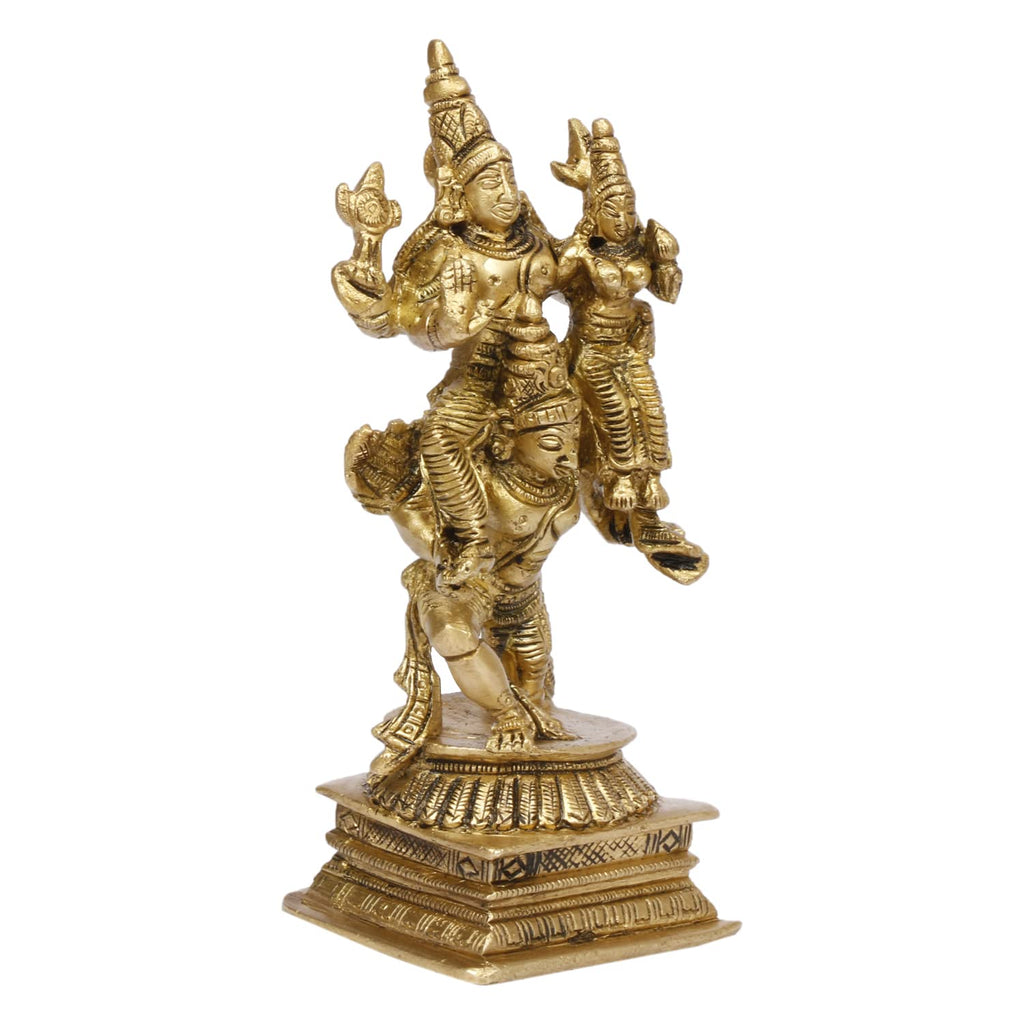 ARTVARKO Brass Vishnu Laxmi on Garuda Dev Murti Statue Showpiece for Decoration & Puja Temple Home Décor 5.5 Inch