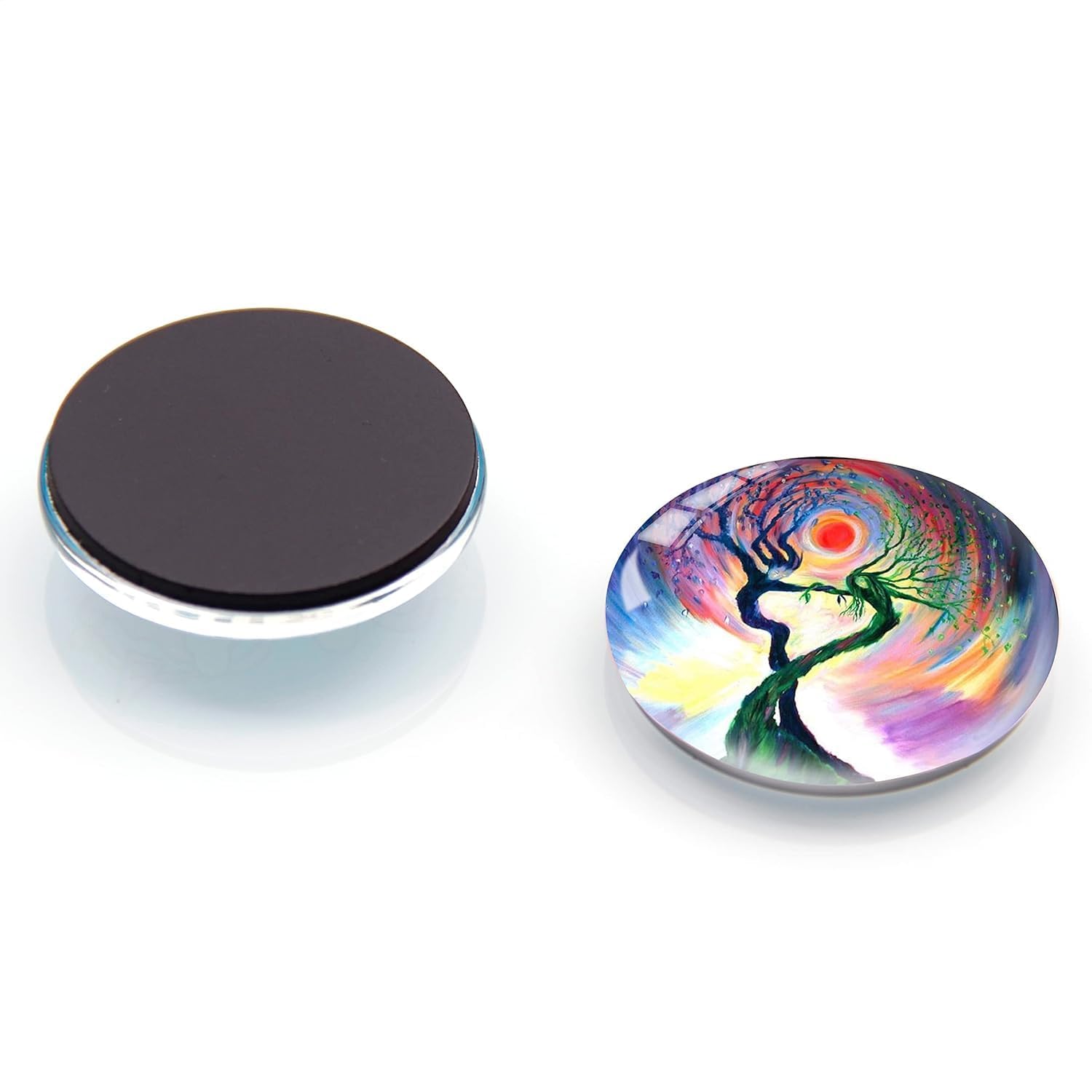 TYAGY Decorative Glass Magnets Set for Refrigerator, Crystal Life Tree Design, Strong Magnetic Stickers for Kitchen, Office, Whiteboard, Pack of 12 Pcs (Fridge Crystal D01)
