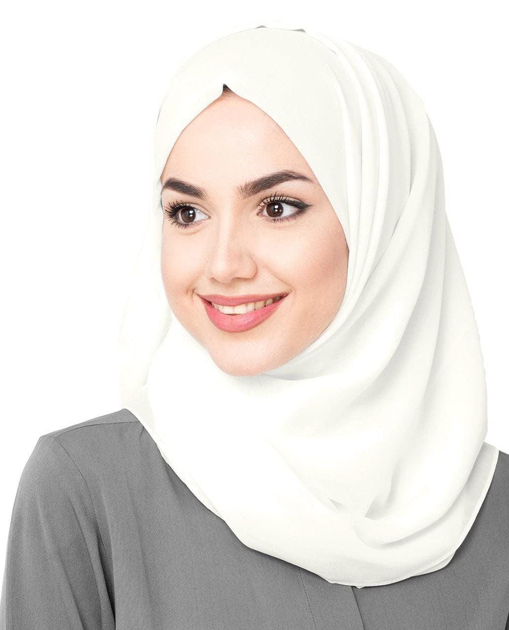 ICW Georgette Stripe Female Scarf Stoles For Women (Malaysian Georgette Fabric) (White)