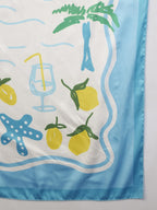 Ravaiyaa - Attitude is everything Women Silk Digital Print Large Square Scarf Breathable Lightweight Neckerchief Printed Headscarf 40 x 40 Inch (Off White & Turquoise Palm Tree)