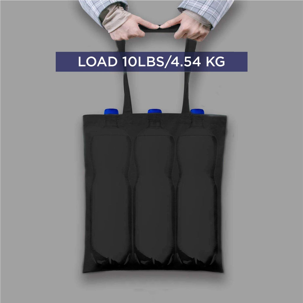 Lify Cotton Canvas Tote Bags Bulk Shopping Bag for Crafts, DIY Reusable Grocery Bag, 14 X 16 Inch – 6 Piece Pack (Black (3Piece) + Off-White (3Piece))
