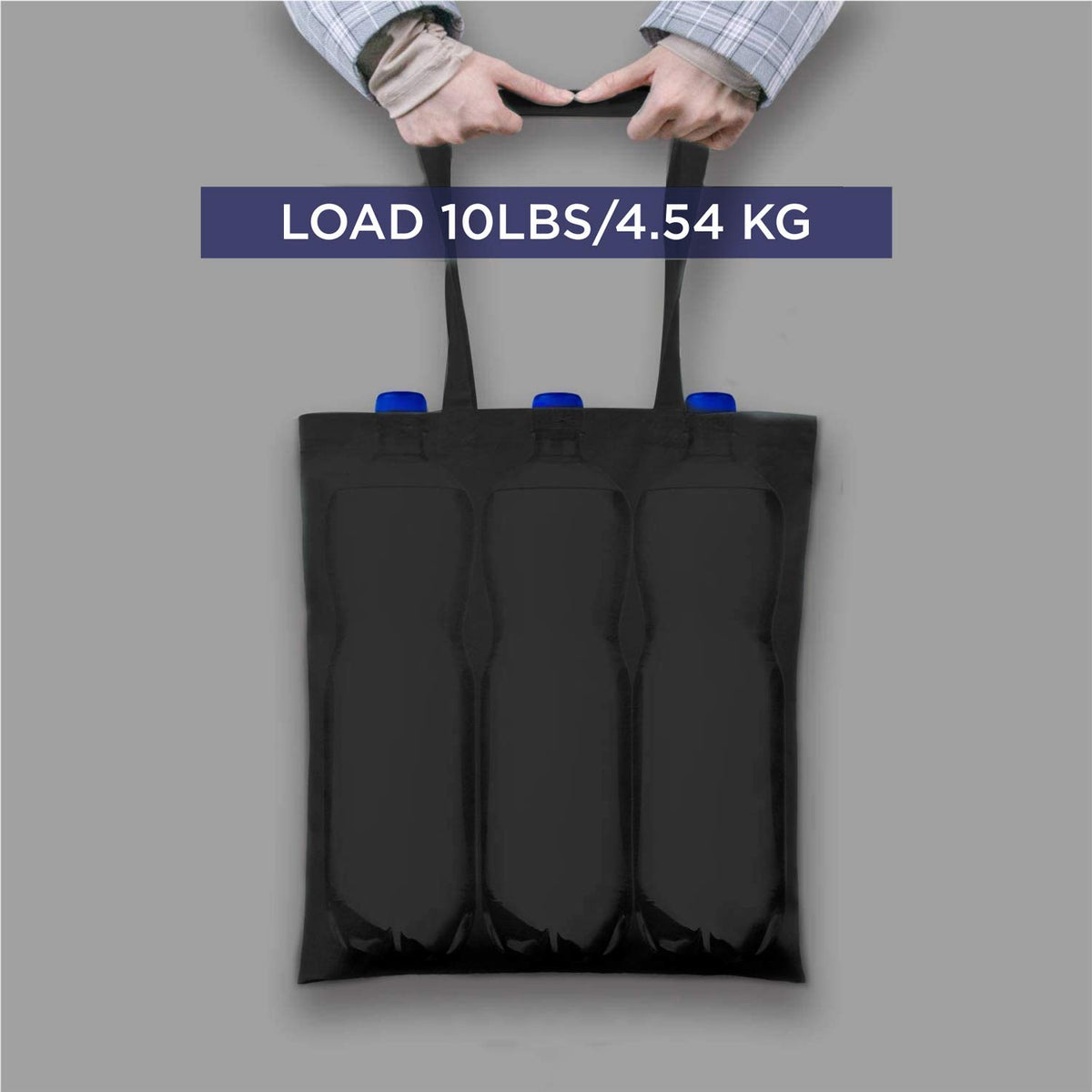 Lify Cotton Canvas Tote Bags Bulk Shopping Bag for Crafts, DIY Reusable Grocery Bag, 14 X 16 Inch – 6 Piece Pack (Black (3Piece) + Off-White (3Piece))