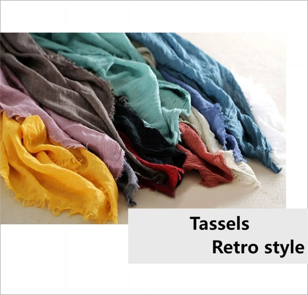 guiyal Cotton Blend Vintage Soft Scarf With Fringed Edges, Crinkle Dark Purple, 70*35''