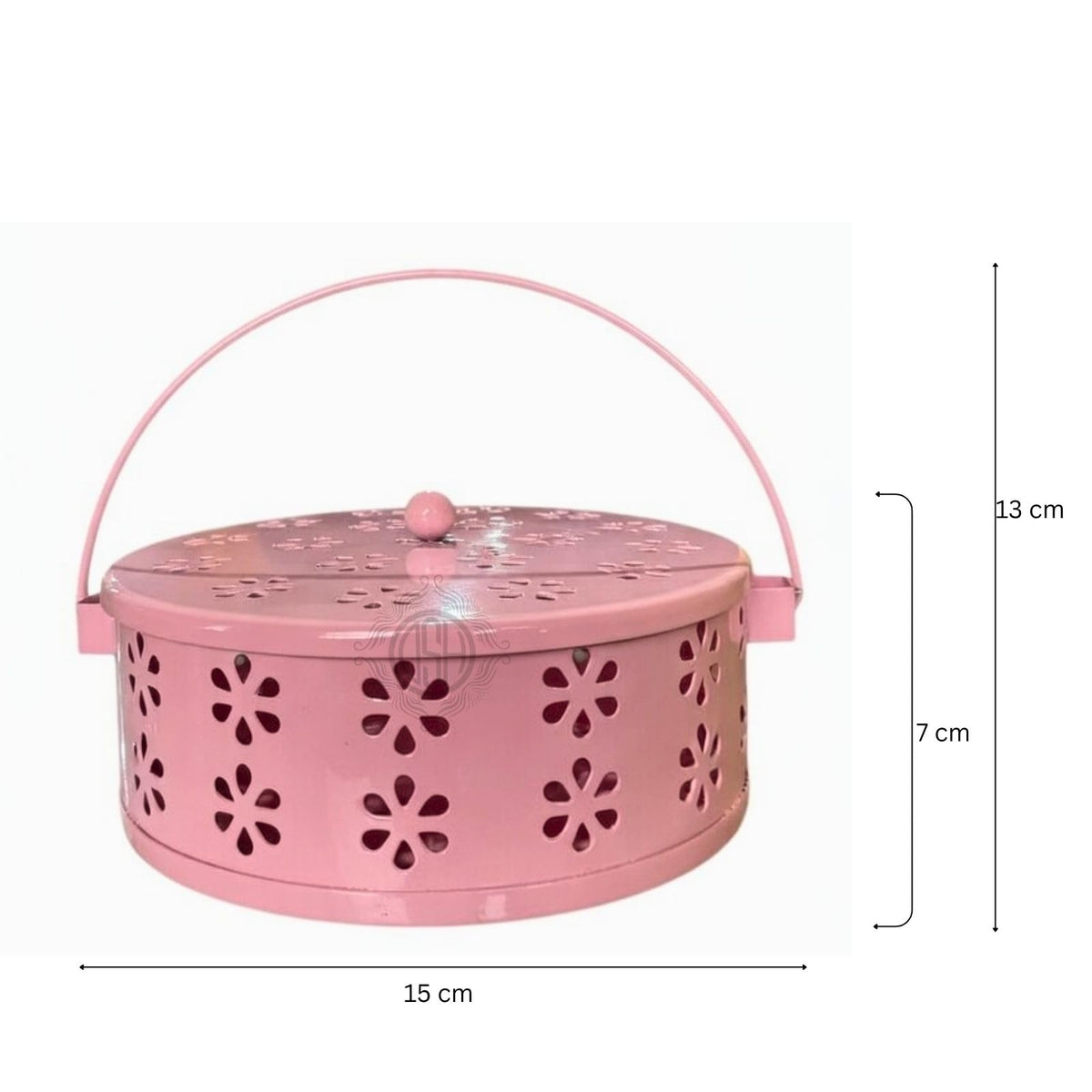 DSH Metal Mosquito Coil Holder with Lid & Handle Ash Catcher Stand for Mosquito Coil Indoor Outdoor Safe Use (Pink)