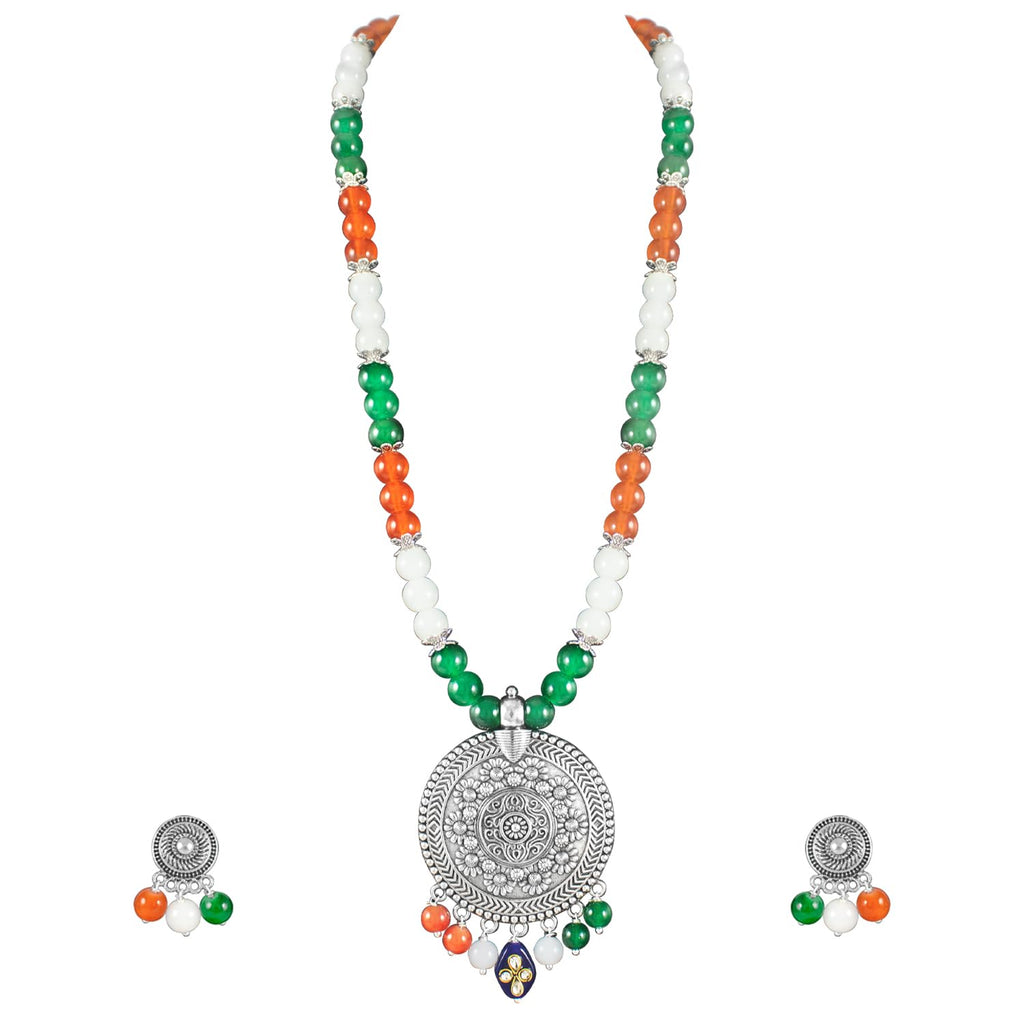 JFL - Jewellery for Less Tri Color Necklace set Handmade Patriotic Jewellery for Independence Day/Republic Day Women & Girls.