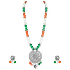 JFL - Jewellery for Less Tri Color Necklace set Handmade Patriotic Jewellery for Independence Day/Republic Day Women & Girls.