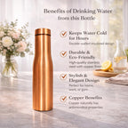 JAIPUR ACE Hammered Pure Copper Water Bottle with Glass Set | 100% Copper Bottle Set | Leak Proof, Ayurvedic Health Benefits, Premium Design Gift Set for Home, Office, Gifting (Plain Copper bottle)