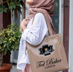 SEA MOUNT Ted Baker London Women’s Light Brown Tote Bag with Bow | Stylish Shoulder Handbag | Premium PU Leather Shopper Bag