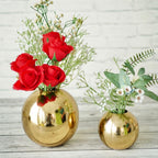 BEHOMA Metal Ball Round Metal Vase for, Gold