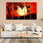 VIBECRAFTS Girl Catching Bird Premium Wall Painting Set of Five Pieces For Home|Office|Living Room|Gift (PTVC5Pcs4_8743)