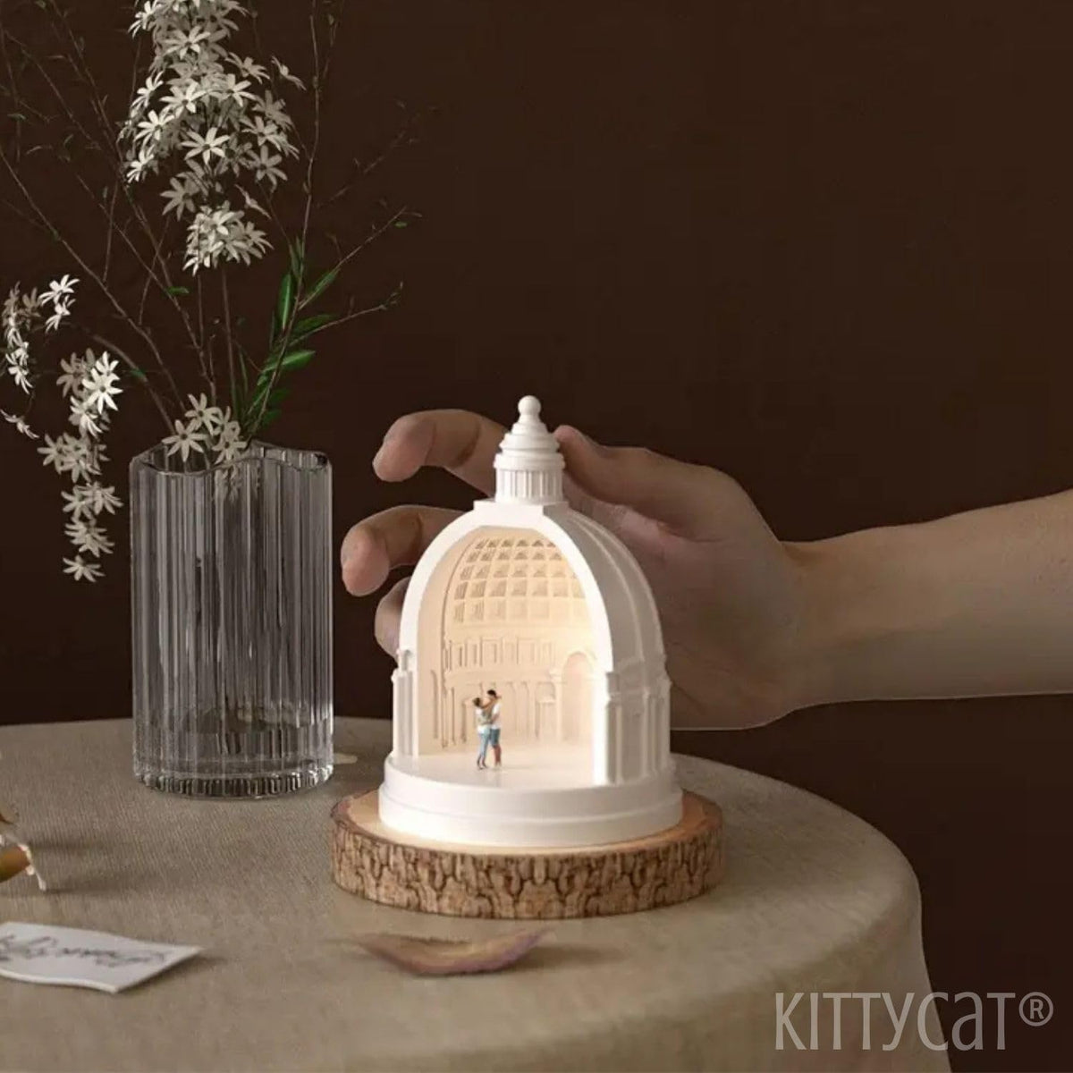 Kitty Cat® Dome Shaped Candle Holder & Trinket Tray | Concrete Tealight Holder for Home Decor | Roman Architecture Showpiece | Diwali Gift Item for Housewarming, Table Decor, Festivals