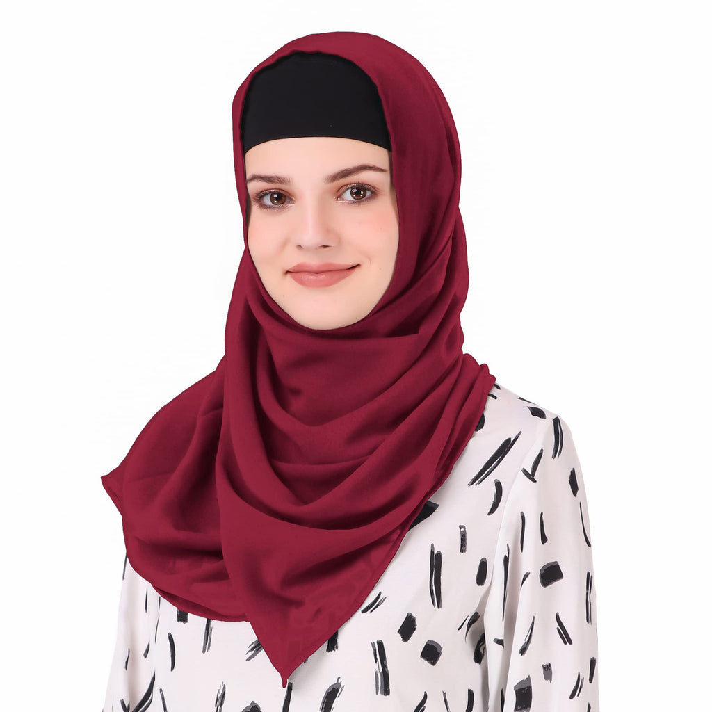 MyBatua Long Hijab in Breathable Soft Georgette large Head Wrap, Wholesale Price, 1pc Scarf HJ-020 (50x180 cm, Maroon)