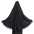 Muslim Hijab for Women Instant Big Hijab Khimar Abaya 1pc Soft Lace Scarf, Black, Large