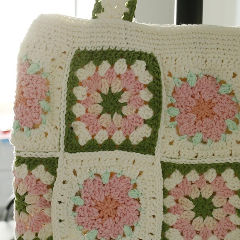 ZZARA Crochet Tote Bag Modern Handbag Cotton Handmade bag Shoulder bag Reusable Bag Market Bag Crochet beach bag Beautiful Pack of 1