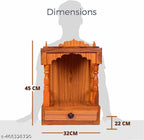 Skylight Wooden Temple Wall Mount, Traditional Design with Storage Drawer, Brown