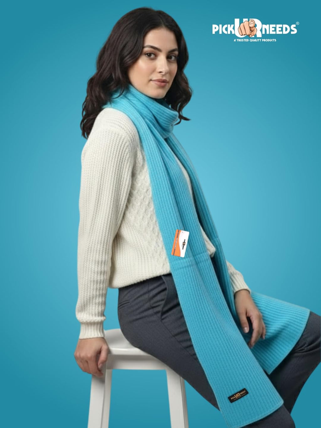 Pick Ur Needs Ultra Soft Ribbed Knit Muffler for Women Warm Winter Woolen Scarf Cozy Lightweight Neck Warmer for Casual & Outdoor Use