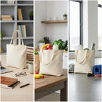 ECOCARRY 14x18 Inch (100 Pcs) Plain Canvas Tote Bag | 100% Organic Reusable 150 GSM Cotton Handbag for Shopping, Daily Use, Travel, Grocery, Gifting, Craft Diy, Painting, School, Office and Storage