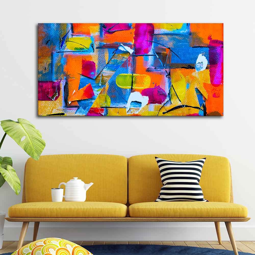 VIBECRAFTS Canvas Paintings for Living Room Drawing Room Colorful Abstract Art Canvas Wall Painting for Home|Office|Gift(PTVCH_2375N)