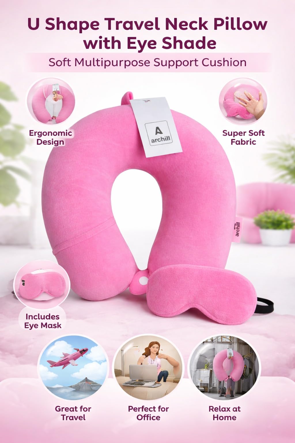 CEBADA Satin Silk Pillow Cover For Hair And Skin Solid Pillow Cases Set Of 2 & Free 3 Silk Scrunchies, 1 Soft Velvet Eye Mask For Sleeping, 600 TC