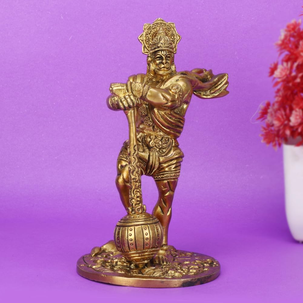 SVARUP Brass Hanuman Ji Murti Lord Balaji Bajrangbali Bahubali Sankat Mochan Bhagwan Idol Height 7Inch