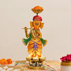 ATRANGI STUDIO Ganesha Iron Tealight Holder | Handcrafted Festive Decor | Designer Tealight Candle Holder | Hold 3 tealight Candles | Perfect for Pooja Shelf, Side Table & Gifting | 13 Inch