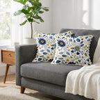 STITCHNEST 'Little Meadow Series' Tassled Cushion Cover | Set of 2 | Floral Cushion Cover 24 inch x 24 inch
