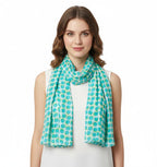 Fabtone Women’s 100% Soft Cotton Scarf/Stole White Turquoise Polka Dot Pattern – Lightweight, Accessory for Neck Covering – 100 x 180 cm