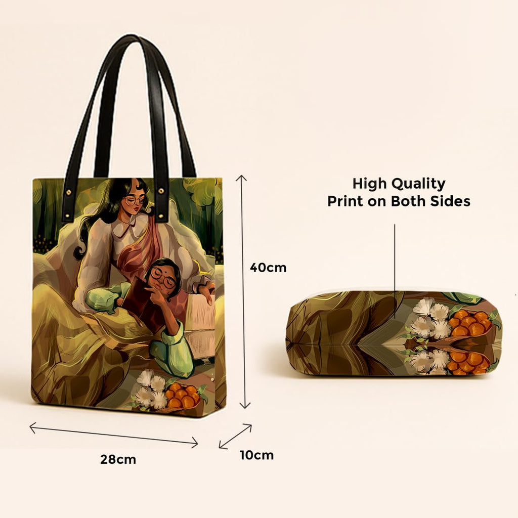 Kalankit Classic Tote Bag For Women | Canvas Printed Totes | Aesthetic Shoulder College Bag For Girls | Tote Bag | Vegan Leather | Everyday Bag Valentine Gift for Women | Mood of autumn