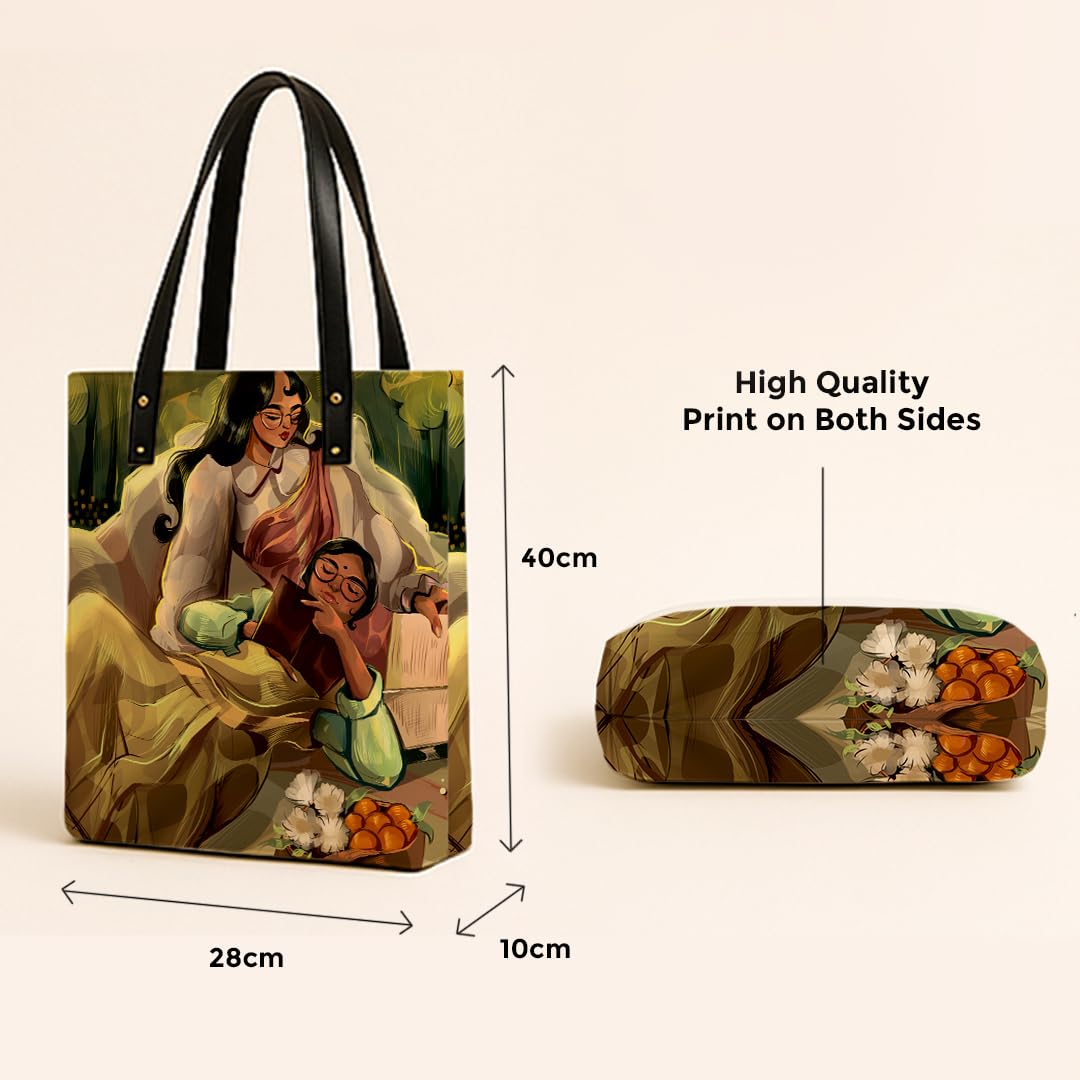 Kalankit Classic Tote Bag For Women | Canvas Printed Totes | Aesthetic Shoulder College Bag For Girls | Tote Bag | Vegan Leather | Everyday Bag Valentine Gift for Women | Mood of autumn