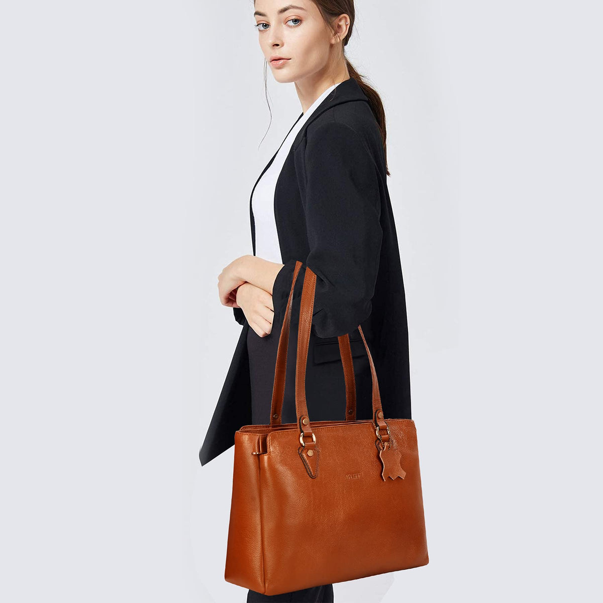 RICHSIGN LEATHER ACCESSORIES Full-Grain Natural Leather Top-Handle satchel Handbags & Shoulder tote Bags For Women (Dimension- L-13 X H-10 x W- 5 Inch | Weight- 0.8 KG / 800 GR (TAN)