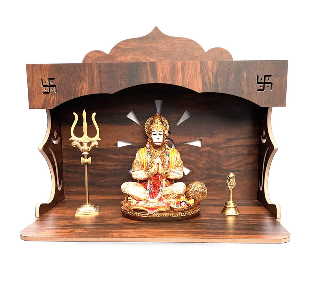 7CR Wood Art and Craft Temple (Brown_28 x 43 x 22 cm)