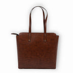 The Gusto Beyond+ Croco - Premium Vegan Leather Tote Bag for Women, Big Size | Stylish Handbag for women with Zip Closure | Fit for Office Bag, College, Travel Use | Handcrafted in India (Tan)