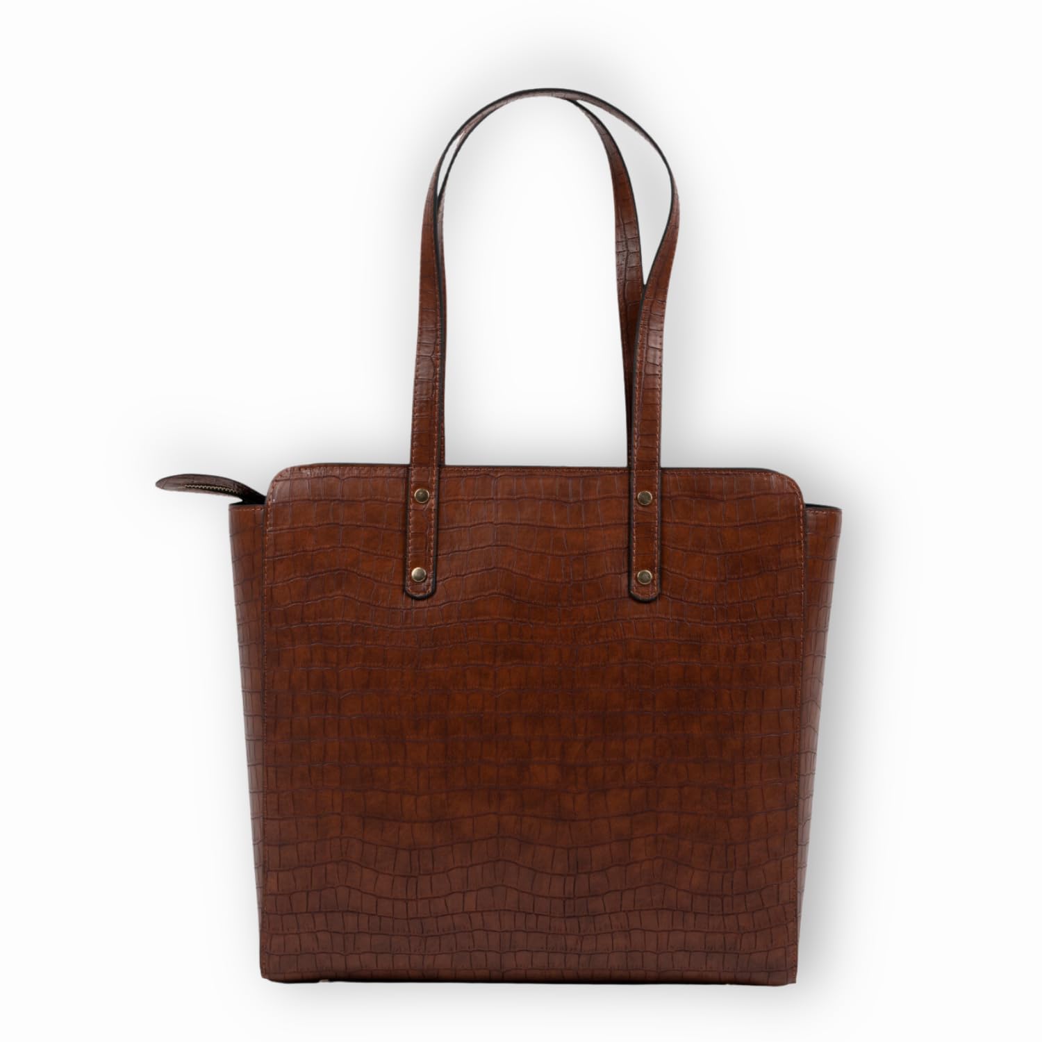 The Gusto Beyond+ Croco - Premium Vegan Leather Tote Bag for Women, Big Size | Stylish Handbag for women with Zip Closure | Fit for Office Bag, College, Travel Use | Handcrafted in India (Tan)