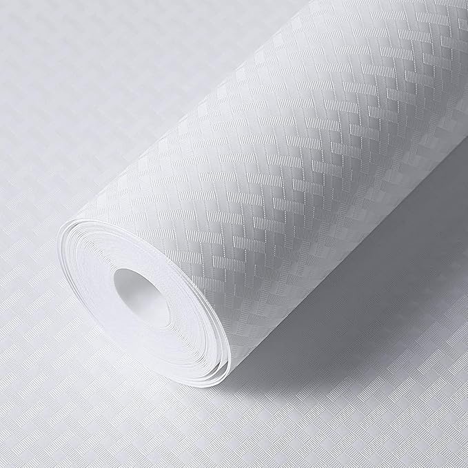 ElastPro EVA Food Grade Washable Anti Slip Mat/Sheet for Fridge, Shelf Liner, Table, Kitchen Drawer mat (White Crossed Stripe, 5 Meter) Kafalo