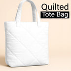 mahaveer cotton Quilted Waterproof Tote Bag | 15x15 Inch Large Shopping & Grocery Tote | Open-Top Classic Carry Bag for Daily Use | Multi-Purpose Reusable Handbag for Women, White
